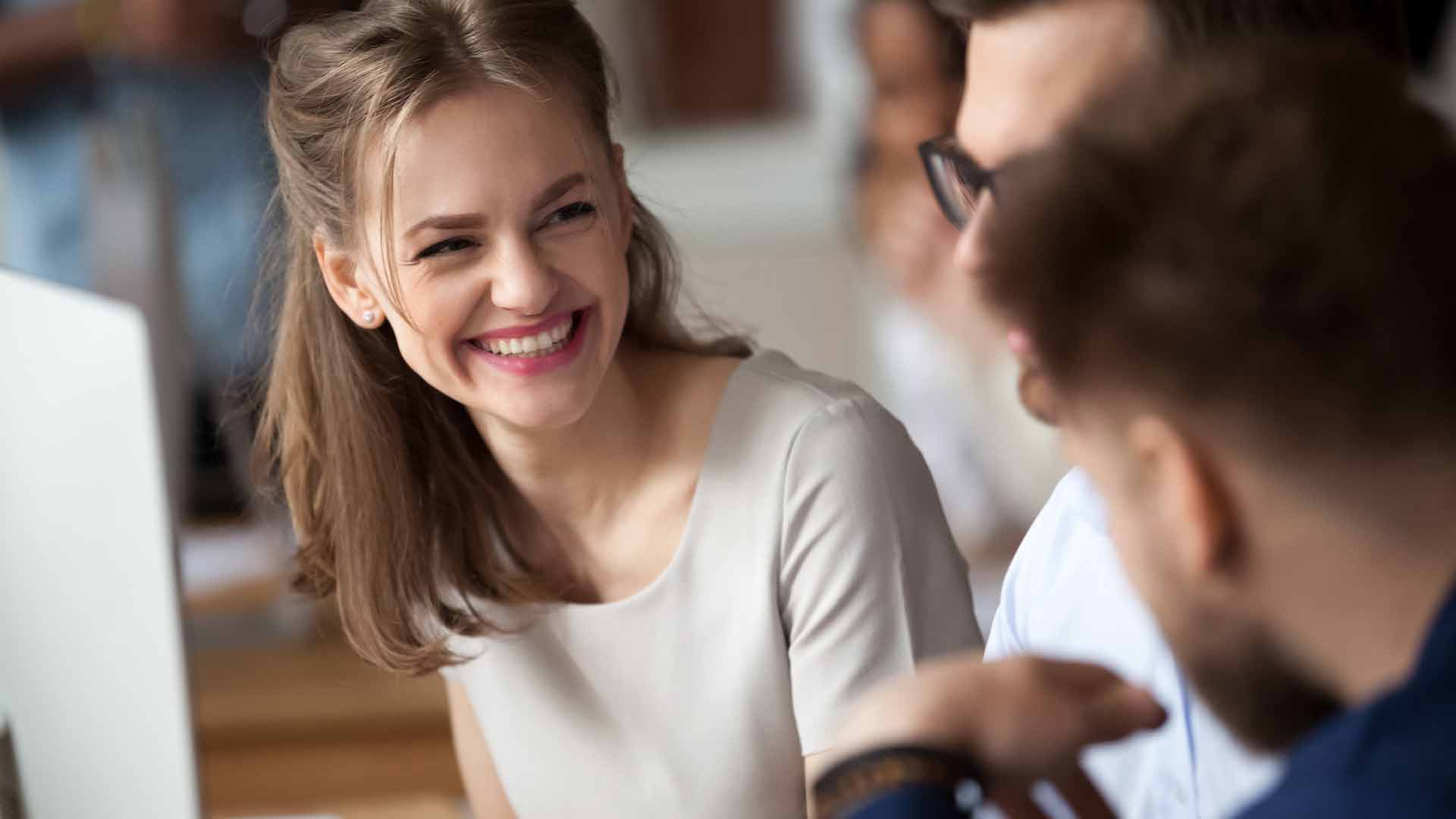 Woman smiling about news